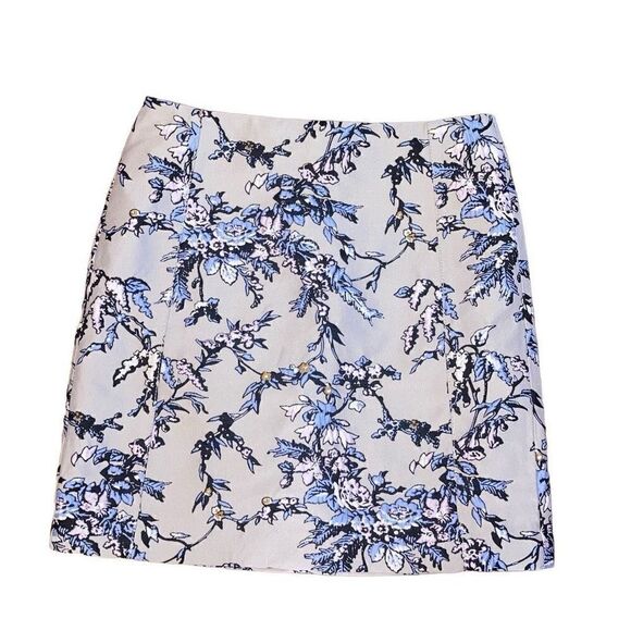 Loft Size 2 Mini A Line All Over Embroidery Floral Branch Skirt Formal Event - Picture 1 of 4